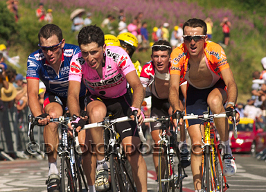 Hamilton climbing Alpe d'Huez with Armstrong, Beloki, Zubeldia, 2003 Tour de France