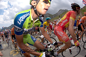 Contador in peloton on climb