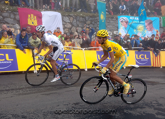 Contador and Schleck climbing Tourmalet