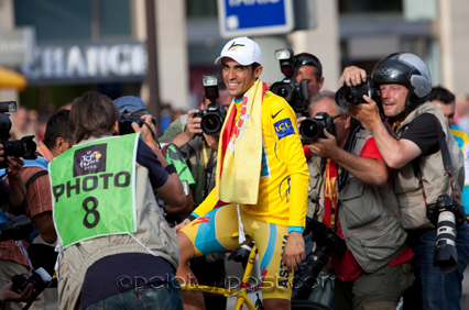 Alberto Contador on Champs Elysee 2010