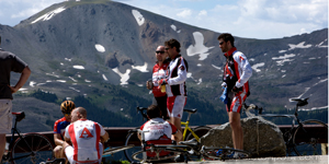 Cyclists atop Cottonwood Pass