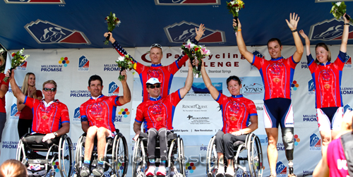 Hand Cyclists receiving awards