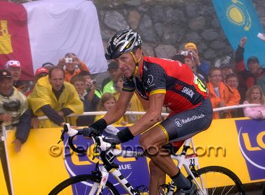 Lance Armstrong climbing Tourmalet in 2010 Tour de France