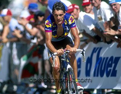 Eric Boyer climbing Alpe d'Huez in 1992