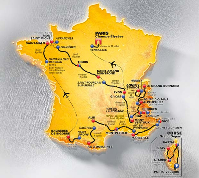 2013 Tour de France Map