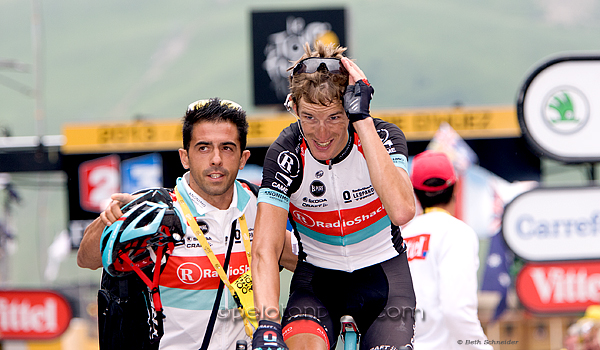 Andy Schleck looking pretty spent at the finish