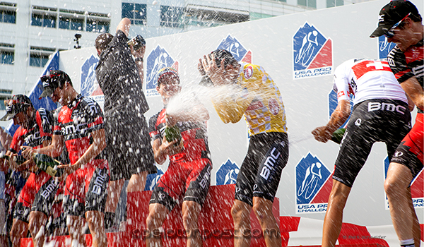 BMC Team Celebrating with champagne